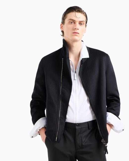 Giorgio Armani White Cotton-Jersey Zipped Shirt for men