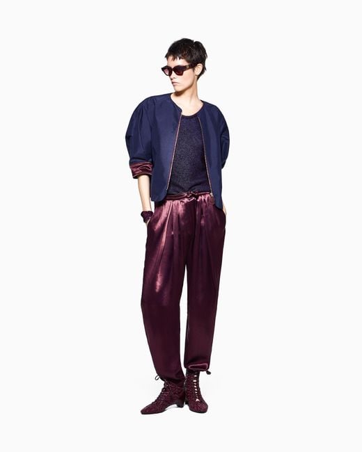 Giorgio Armani Purple Multi-Pleated Trousers