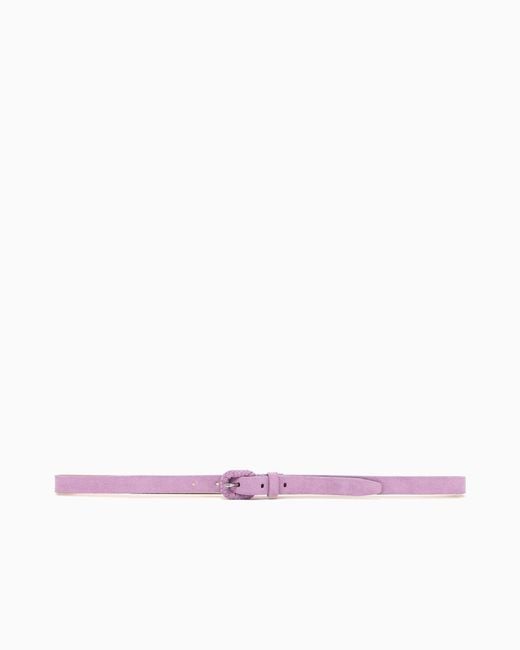 Giorgio Armani Pink Suede Belt With Buckle for men
