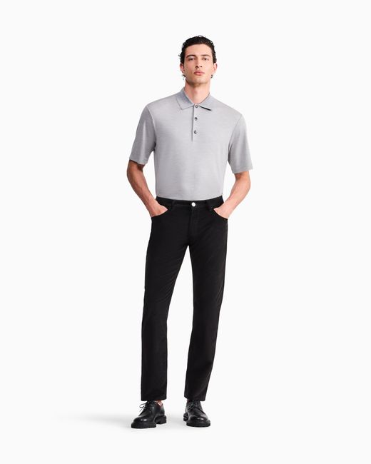 Giorgio Armani Blue Five-Pocket Corduroy Trousers for men