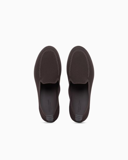Giorgio Armani White Breathable Mesh Slip-On Sneaker With Leather Inserts for men