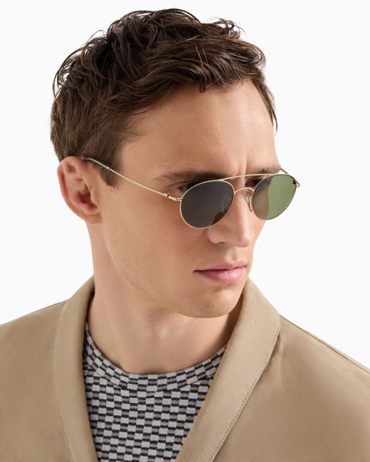 Giorgio Armani Green Round Sunglasses for men
