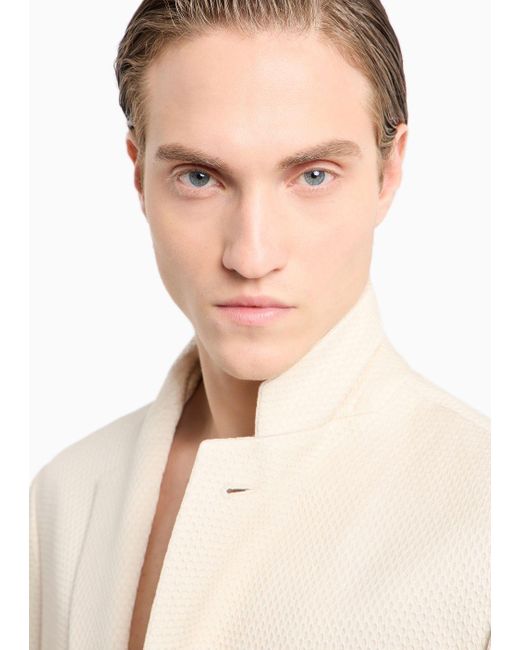 Giorgio Armani White Single-breasted Jacket In A Quilted Silk Blend for men