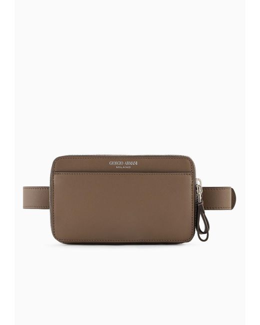 Giorgio Armani Brown Leather Belt Bag for men