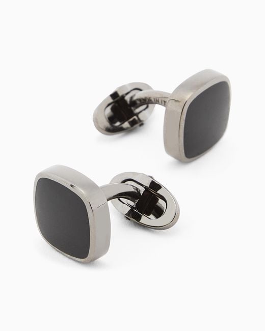 Giorgio Armani White Sterling Square Cufflinks for men