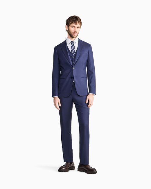 Giorgio Armani Blue Soho Line, Single-Breasted, Micro-Armure Wool Suit for men