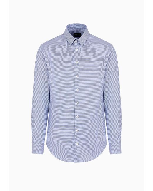 Giorgio Armani Blue Regular-fit Printed Silk Shirt for men