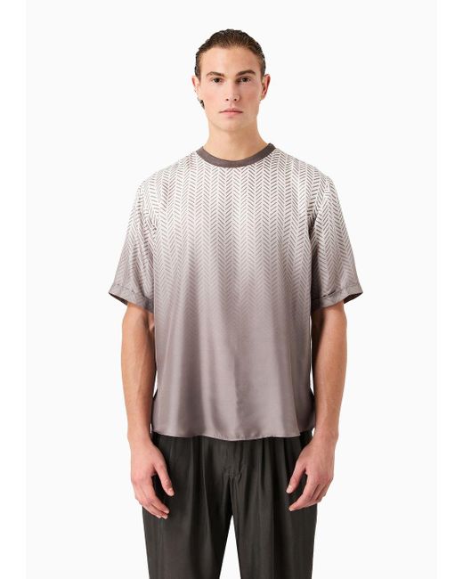 Camicia T-shirt In Seta Con Stampa di Giorgio Armani in Gray da Uomo