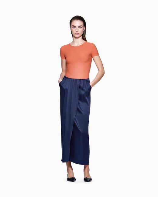 Giorgio Armani Blue Long Silk Wrap Skirt