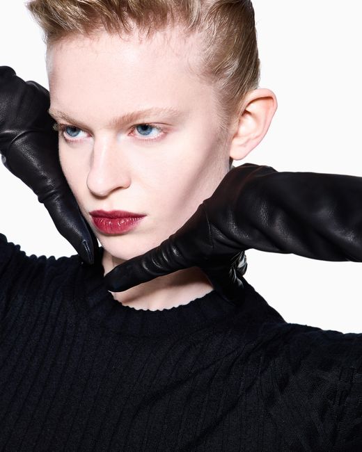Giorgio Armani Black Long Nappa-Leather Gloves