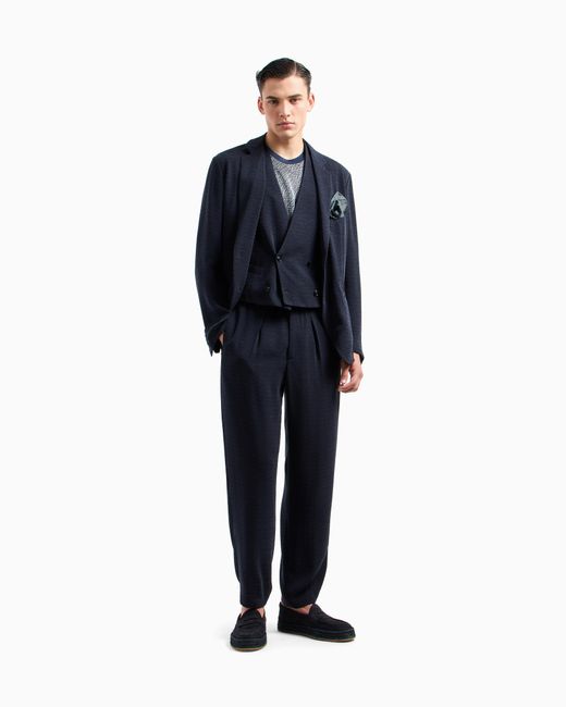 Giorgio Armani Blue Double-Breasted Waistcoat for men