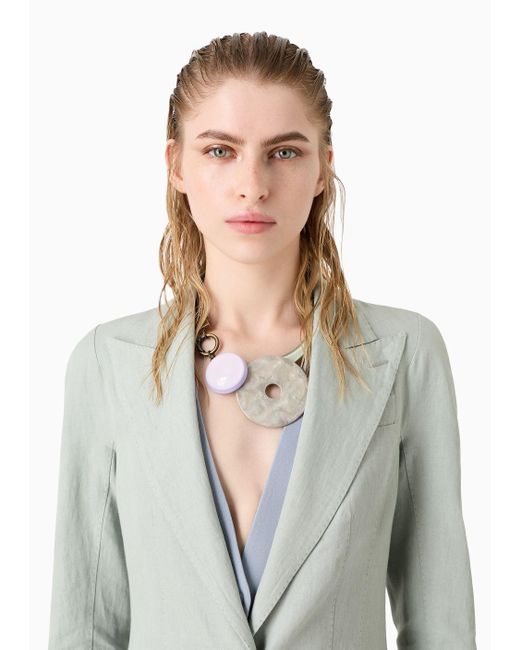 Giorgio Armani Blue Single-breasted Linen Jacket