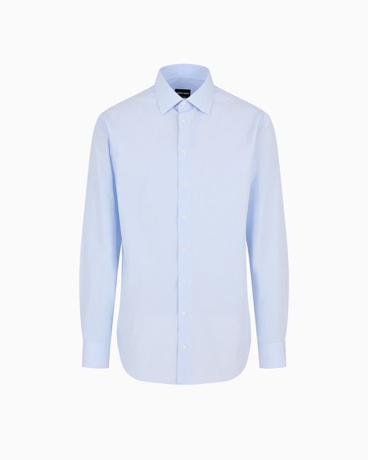 Giorgio Armani Men's Blue Regular-Fit Shirt Made From Micro-Woven Cotton