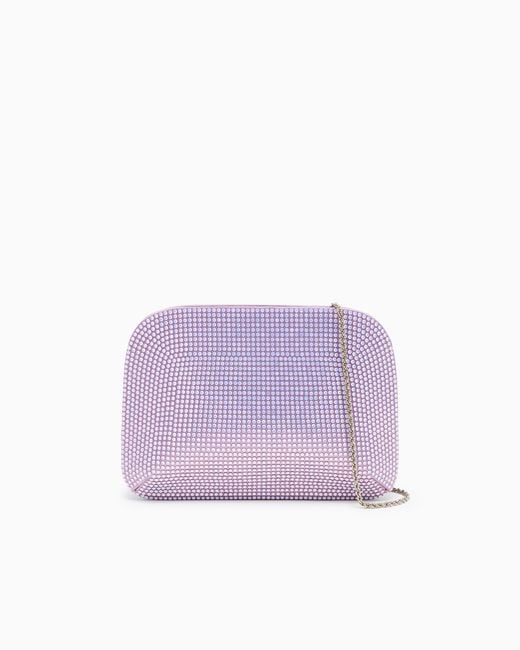 Giorgio Armani Purple La Prima Satin And Opal Rhinestone Clutch Bag