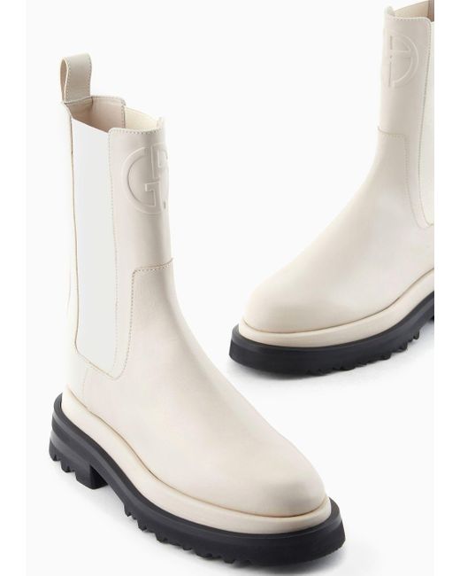 Giorgio Armani White Chunky Sole Ankle Boots