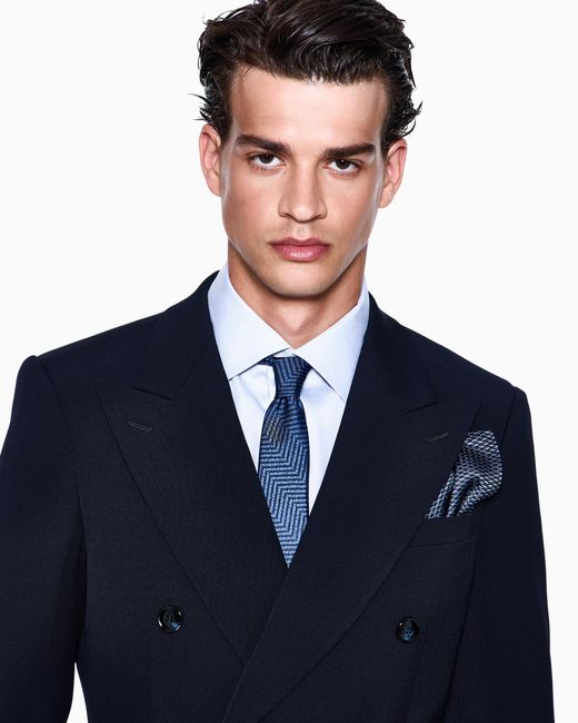 Giorgio Armani Blue Jacquard Silk Pocket Square for men