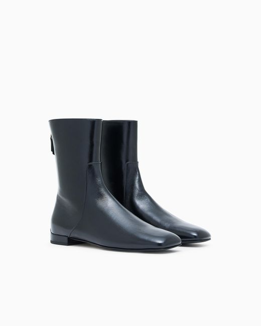 Giorgio Armani Blue Stiefeletten Aus Lackleder