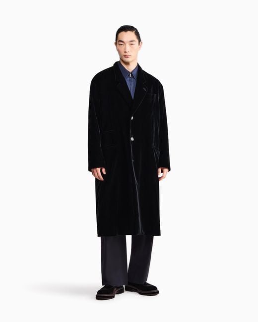 Giorgio Armani Blue Coat Regular Fit Smooth Stretch Viscose And Cupro Velvet for men