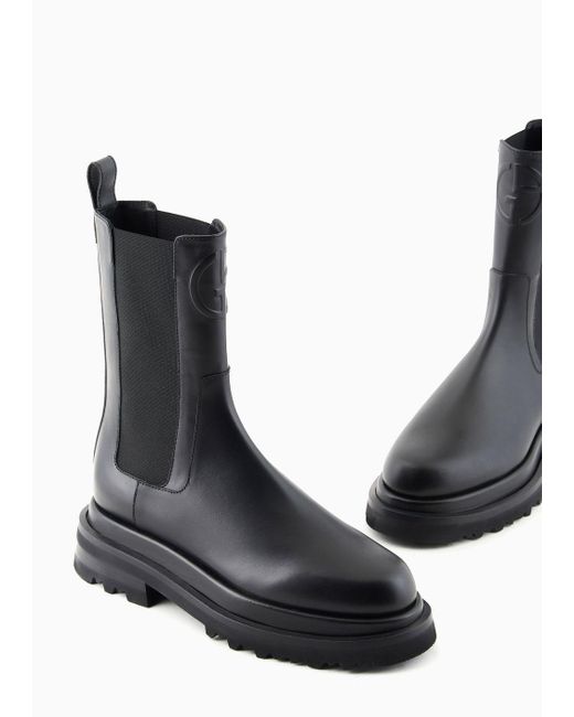 Giorgio Armani Black Chunky Sole Ankle Boots