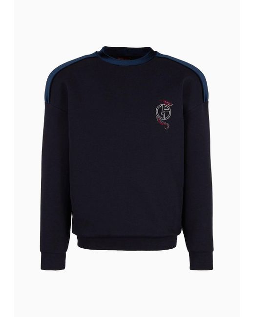 Giorgio Armani Sweatshirt Mit Rundhalsausschnitt Aus Baumwolljersey in Blue für Herren