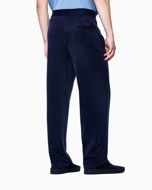 Giorgio Armani Blue Cupro-Blend Flat-Front Trousers for men