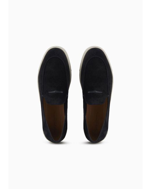 Chaussures À Enfiler En Cuir Suédé Giorgio Armani pour homme en coloris Black