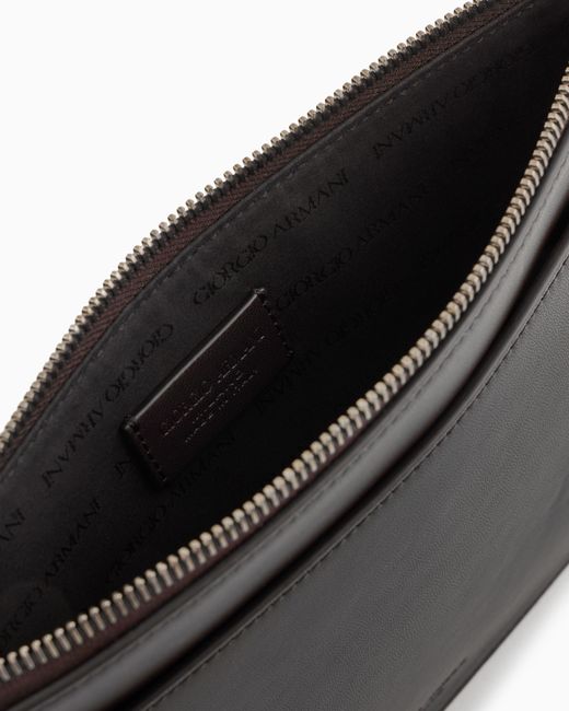 Giorgio Armani Black Nappa Leather Clutch Bag for men