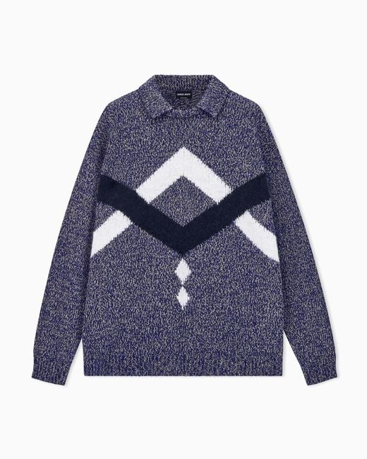 Giorgio Armani Blue Sweater Oversized Intarsia for men