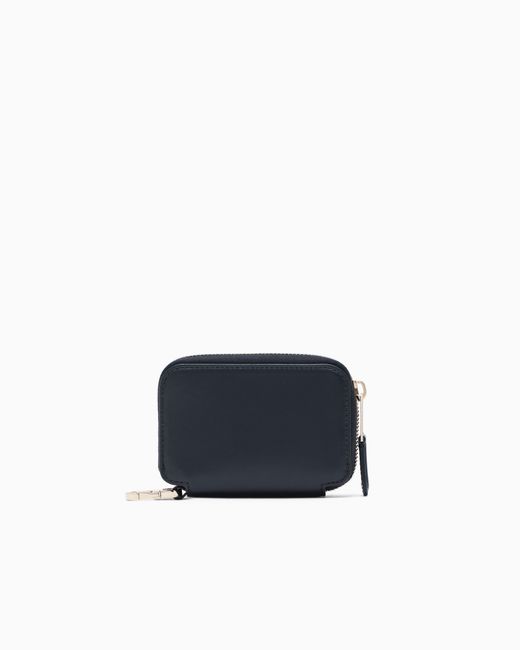 Giorgio Armani Blue Leather Mini Wraparound-Zip Wallet