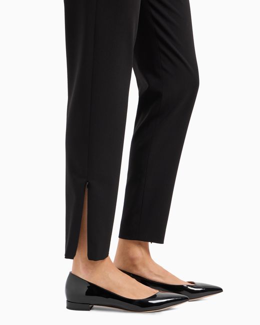 Giorgio Armani Black Wool Crepe Pants With A High Waist And Side Zip