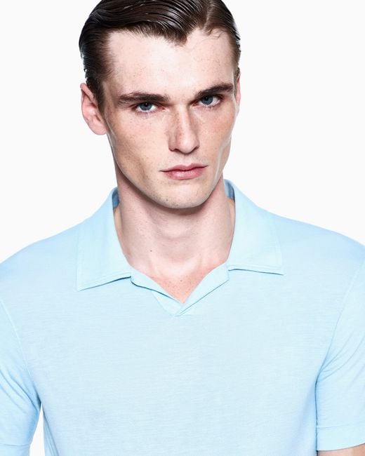 Giorgio Armani Blue Stretch Polo for men