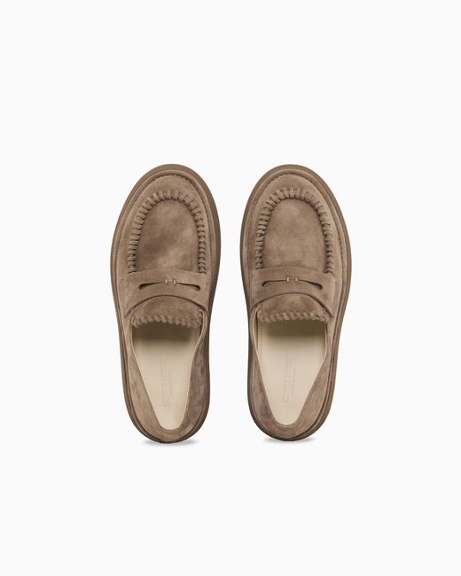 Giorgio Armani White Suede Loafers for men