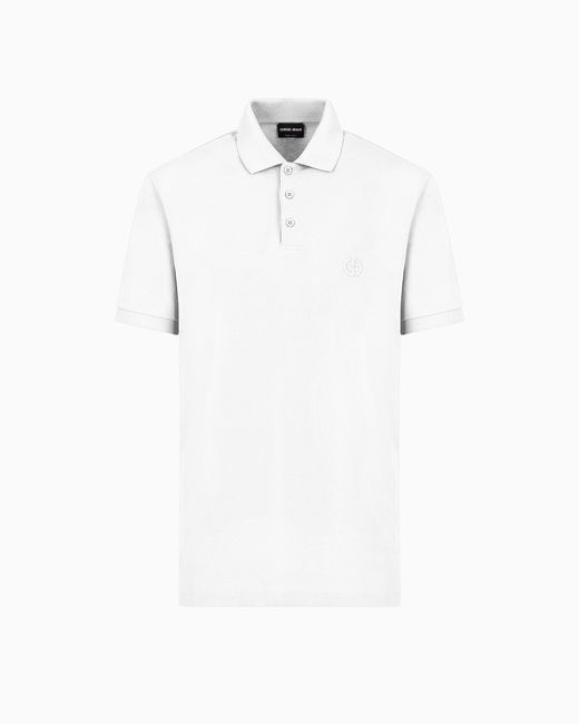 Giorgio Armani Poloshirt Aus Elastischem Baumwollpikee in White für Herren