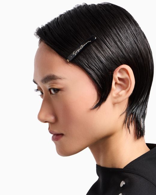 Giorgio Armani White Resin Hair Clip With Signature Logo