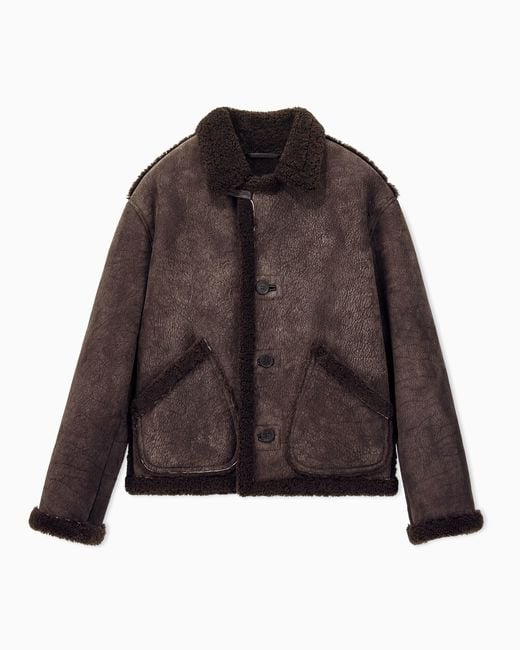 Giorgio Armani Brown Blouson Jacket Regular Fit Shearling for men