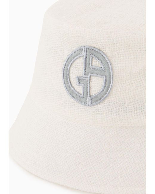 Giorgio Armani White Linen-blend Cloche Hat