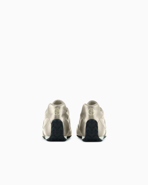 Giorgio Armani White Lamé Leather Sneakers