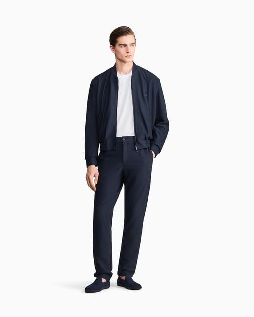 Giorgio Armani Blue Technical Waffle Blouson for men