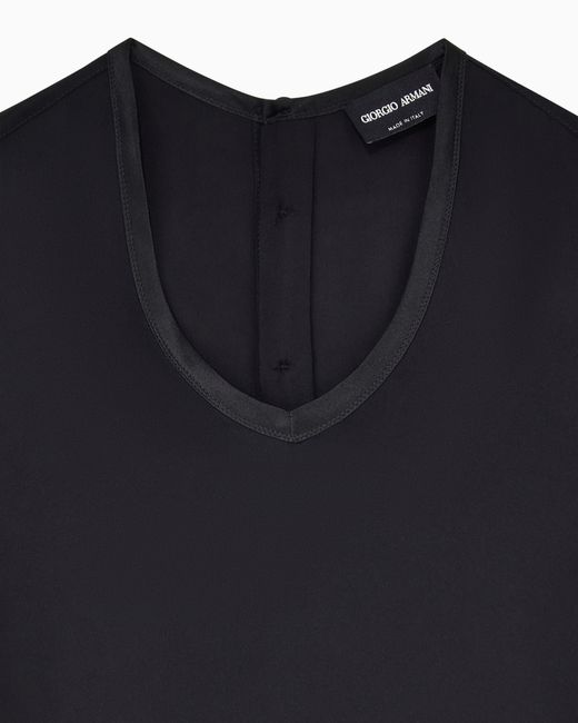 Giorgio Armani Black Silk Charmeuse Blouse With V Neckline