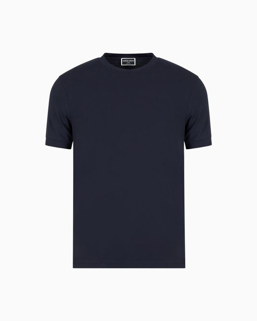 Camiseta Icon De Punto De Viscosa Elástico Con Cuello Redondo Giorgio Armani de hombre de color Blue