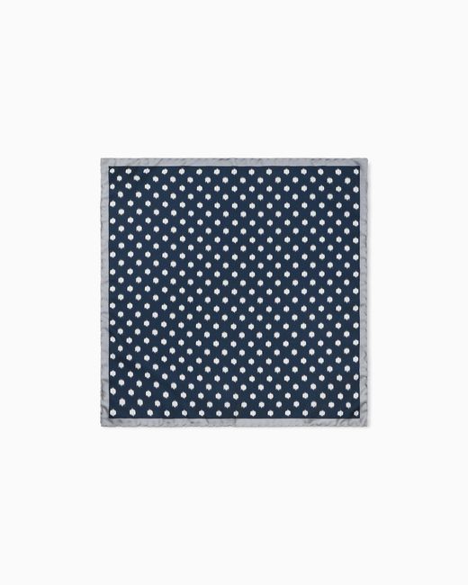 Giorgio Armani Blue Printed Silk Pocket Square for men