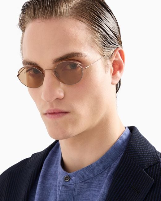 Giorgio Armani Metallic Oval Sunglasses for men