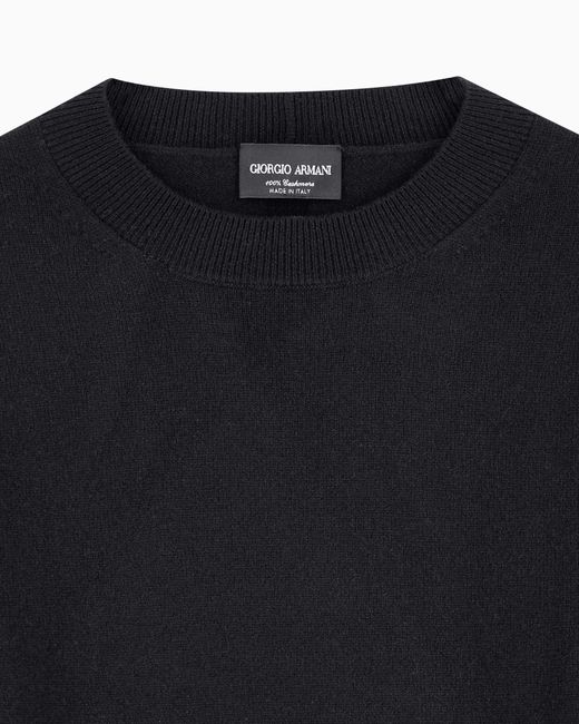 Giorgio Armani Black Cashmere Sweater With Ribbed Profiles