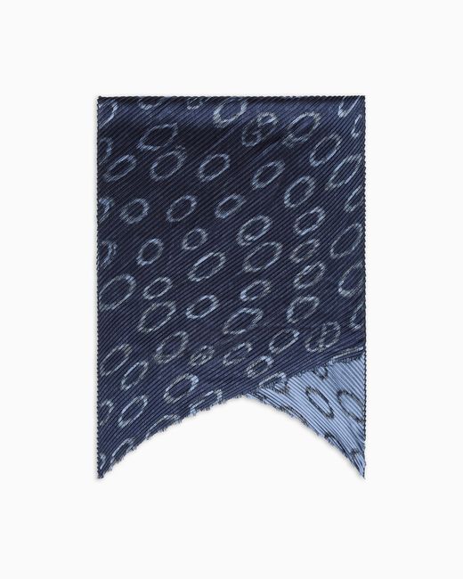 Bufanda De Mezcla De Seda Plisada Giorgio Armani de color Blue