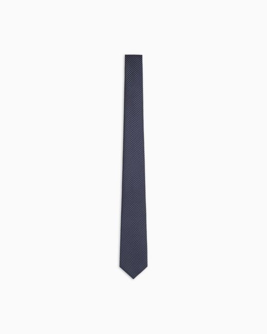 Giorgio Armani Blue Silk Tie With Jacquard Micro-Pattern for men