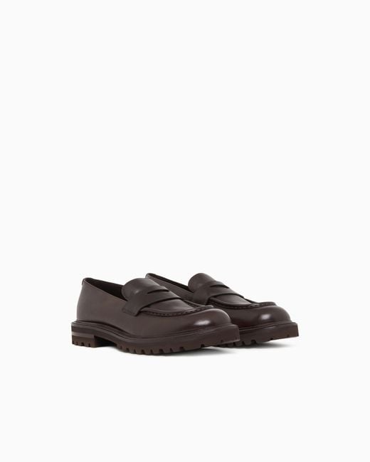 Giorgio Armani White Nappa Leather Loafers for men