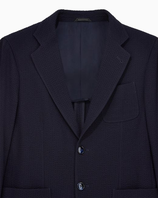 Giorgio Armani Blue Upton Line Single-Breasted Jacket for men