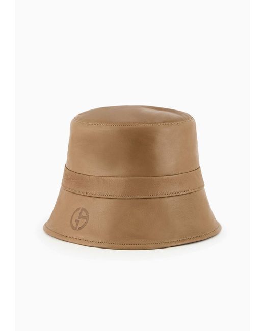 Giorgio Armani Natural Reversible Nappa-leather Cloche Hat