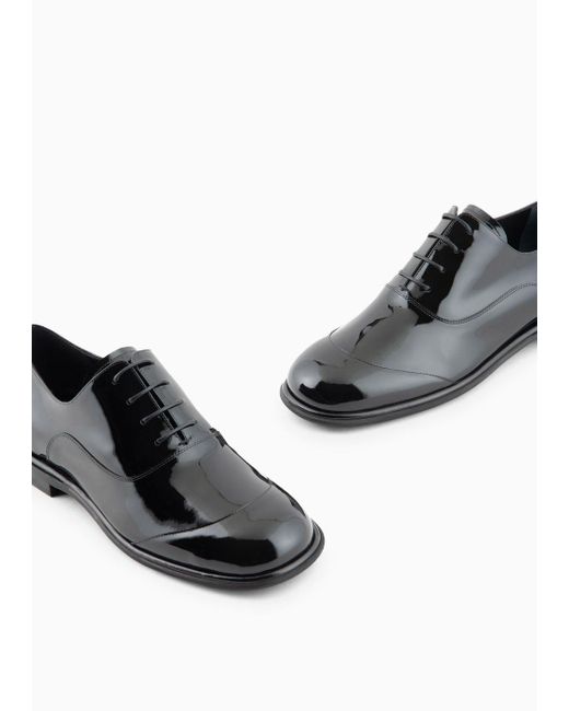 Giorgio Armani Black Patent-leather Derby Shoes