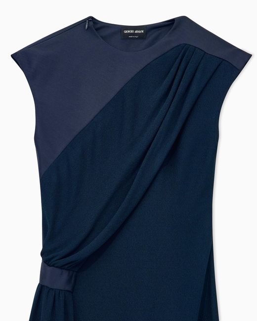 Giorgio Armani Blue Dress With Draped Side